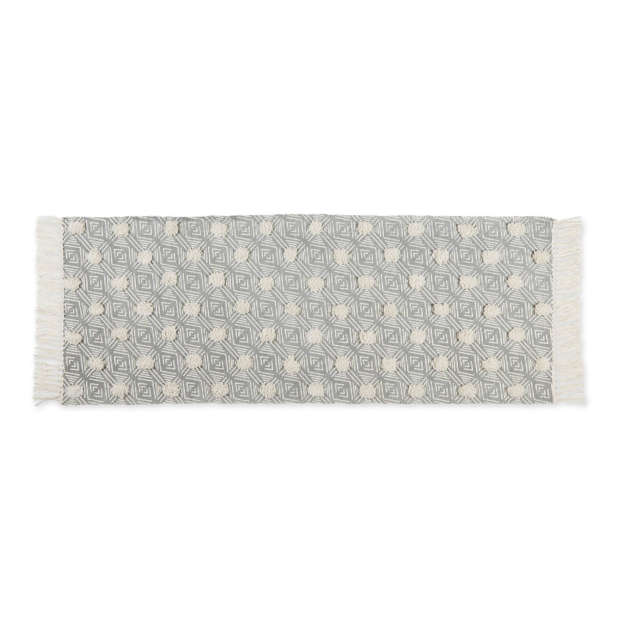 DII® Diamond Printed Off-White Hand-Loomed Shag Rug Runner 2ft. x 6ft